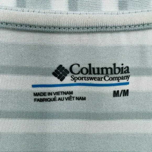 Columbia MEDIUM Henley Tee Shirt womens gray striped sheer 3/4 sleeve - Picture 8 of 9